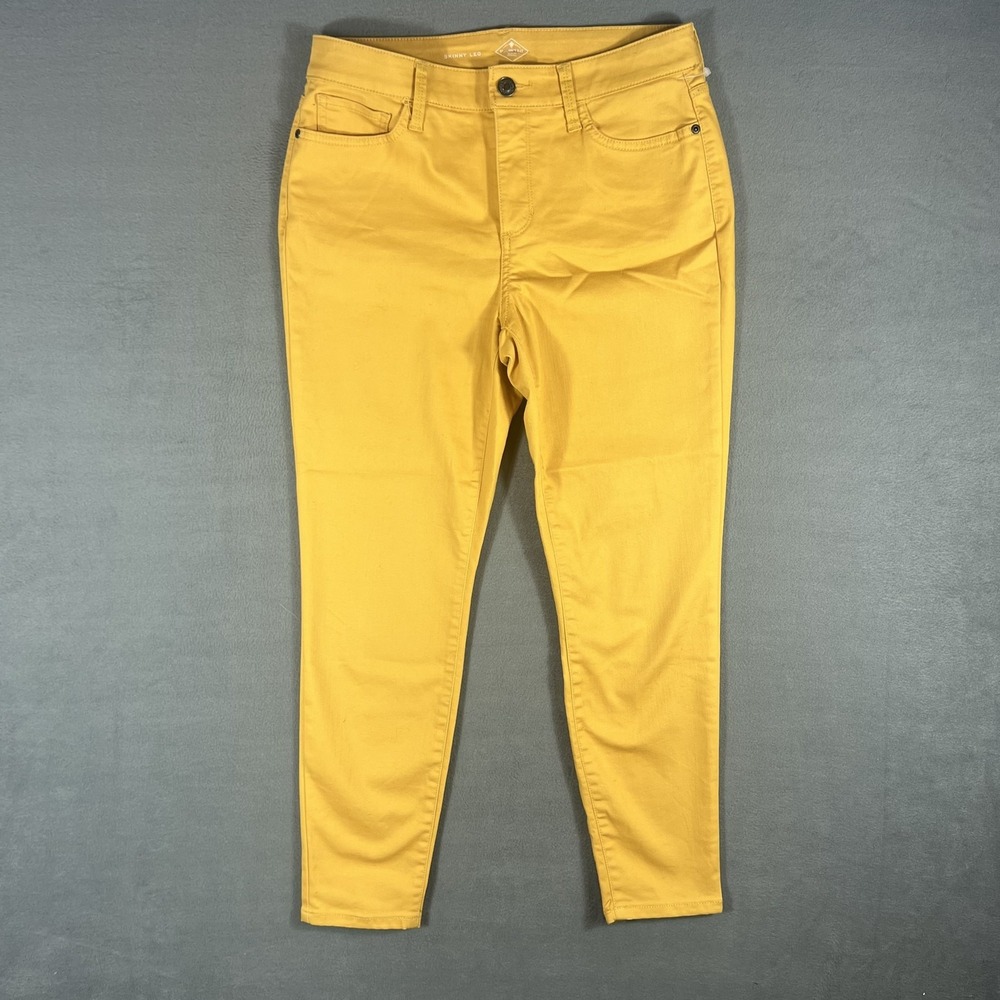St. John's Bay Women's Yellow Skinny Leg High Rise Jeans Pants Size 12 Stretch
